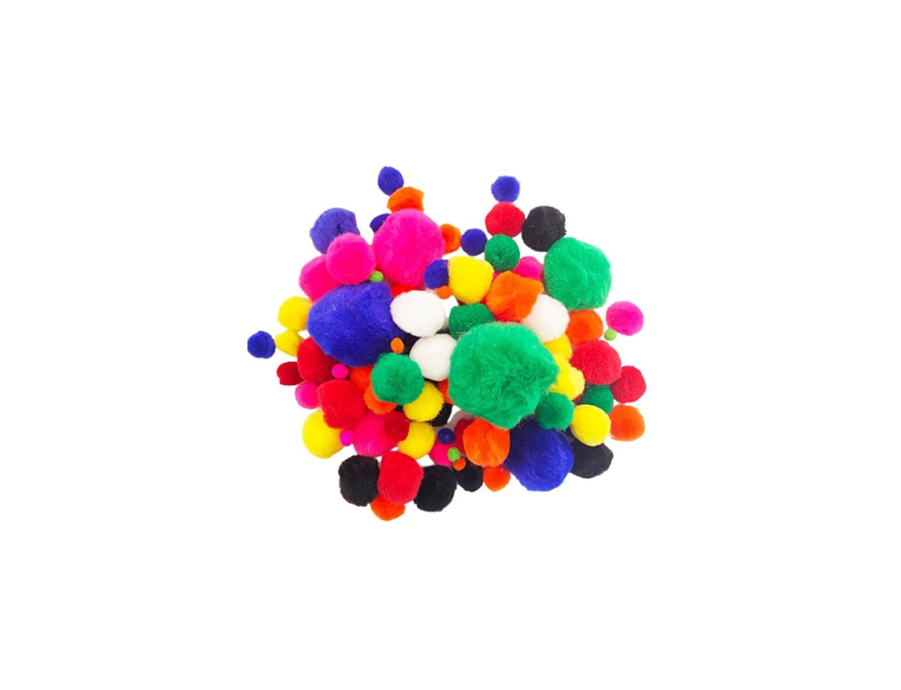 Acrylic Pompoms Assorted Sizes  & Colours | 100 PCS