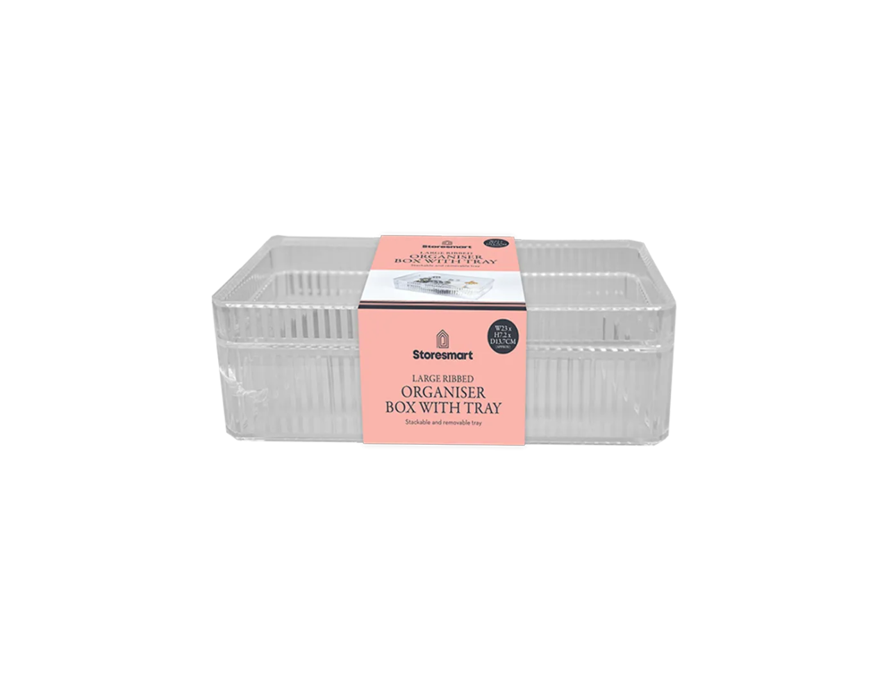 Large Ribbed Organiser Box with Tray
