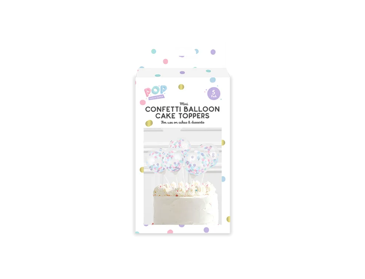 Pastel Mini Confetti Balloon Cake Toppers | 5 Pcs