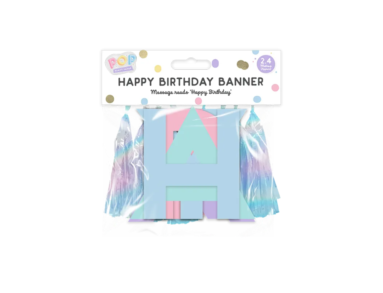 Pastel Glitter Multicoloured Happy Birthday Tassel Banner
