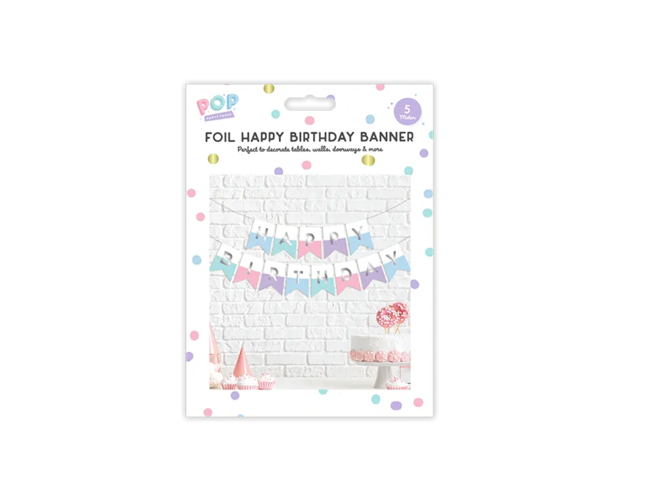 Pastel Multicolored Foiled Card Happy Birthday Banner | 5M
