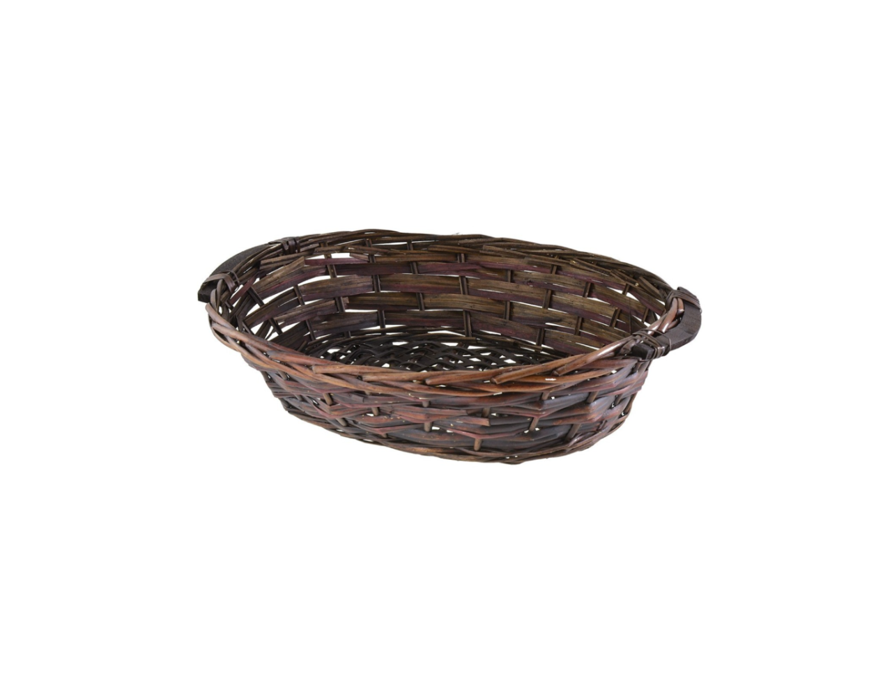 Dark Brown Oval Wooden Willow Basket