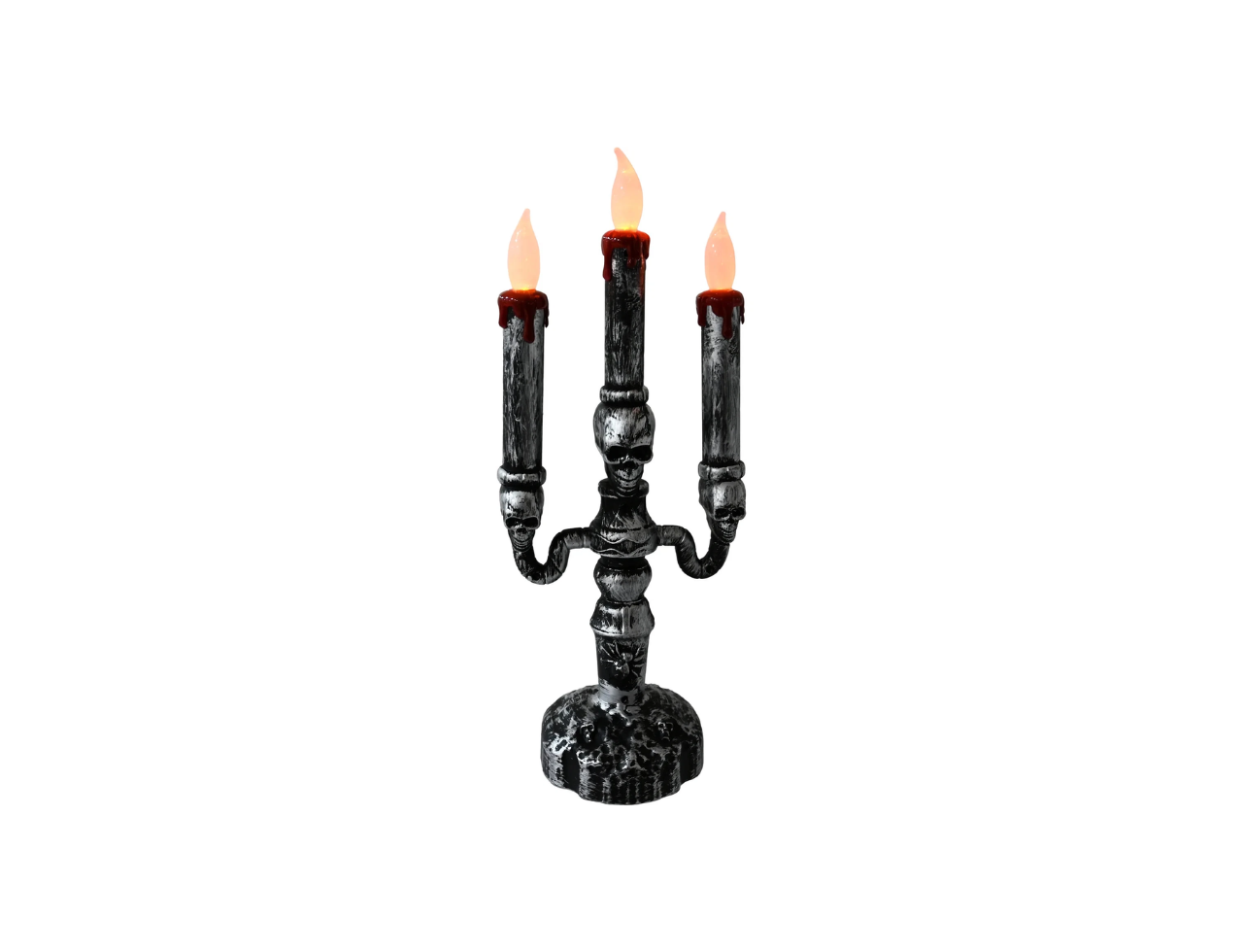 Halloween Light Up Skeleton Skull Plastic Candelabra