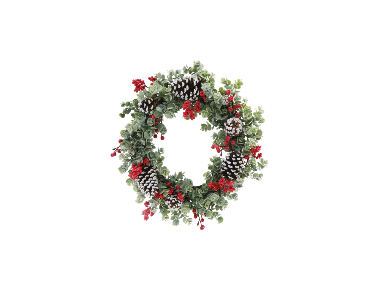 Mistletoe Wreath With Berries & Pinecones | 50cm