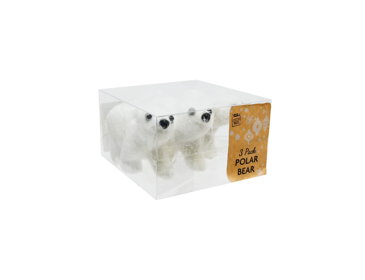 Flocked Polar Bear Ornaments | 3Pcs