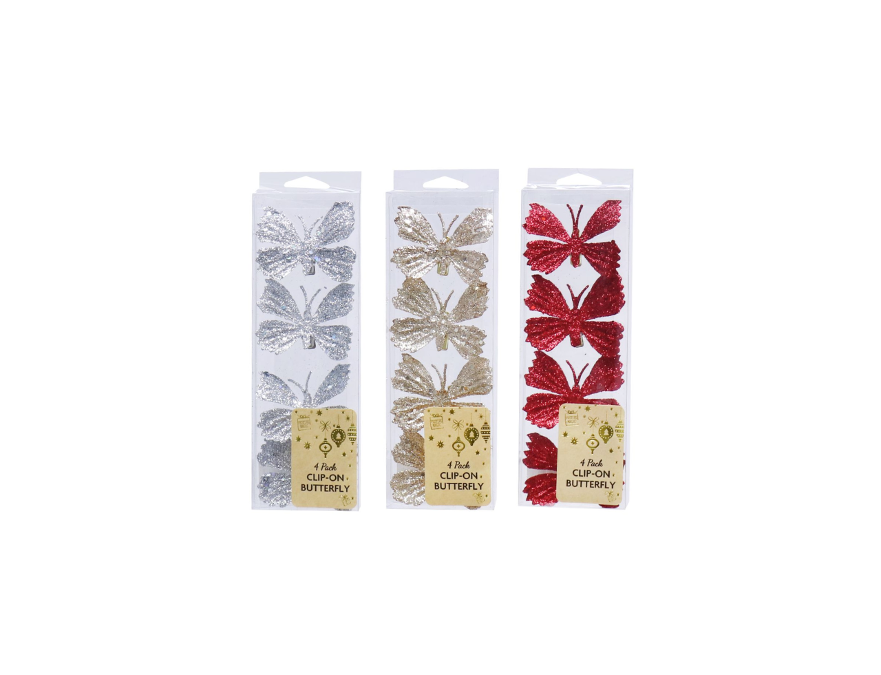 Clip-On Glittery Butterfly | 4Pcs