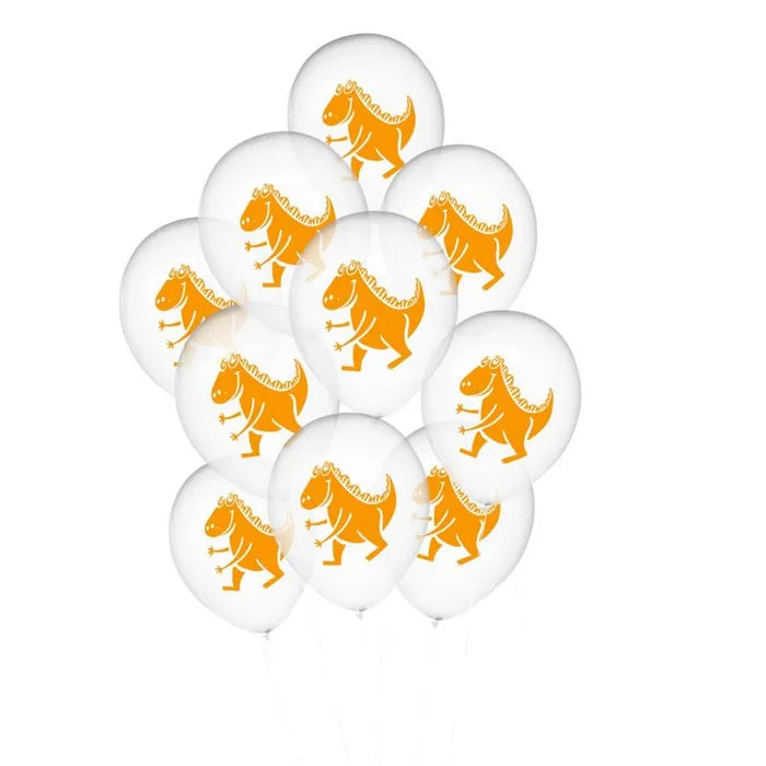 Set of 10 Dinosaur Balloons | 18cm Transparent