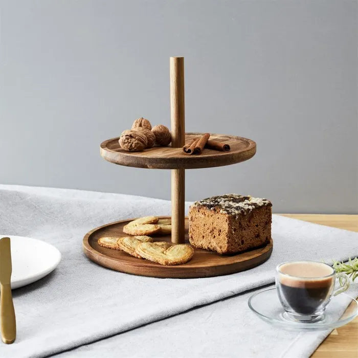 2-Tier Wooden Display |  25 CM Natural