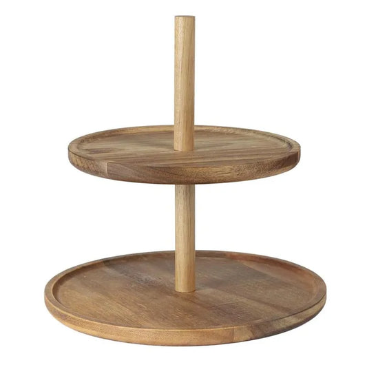 2-Tier Wooden Display |  25 CM Natural