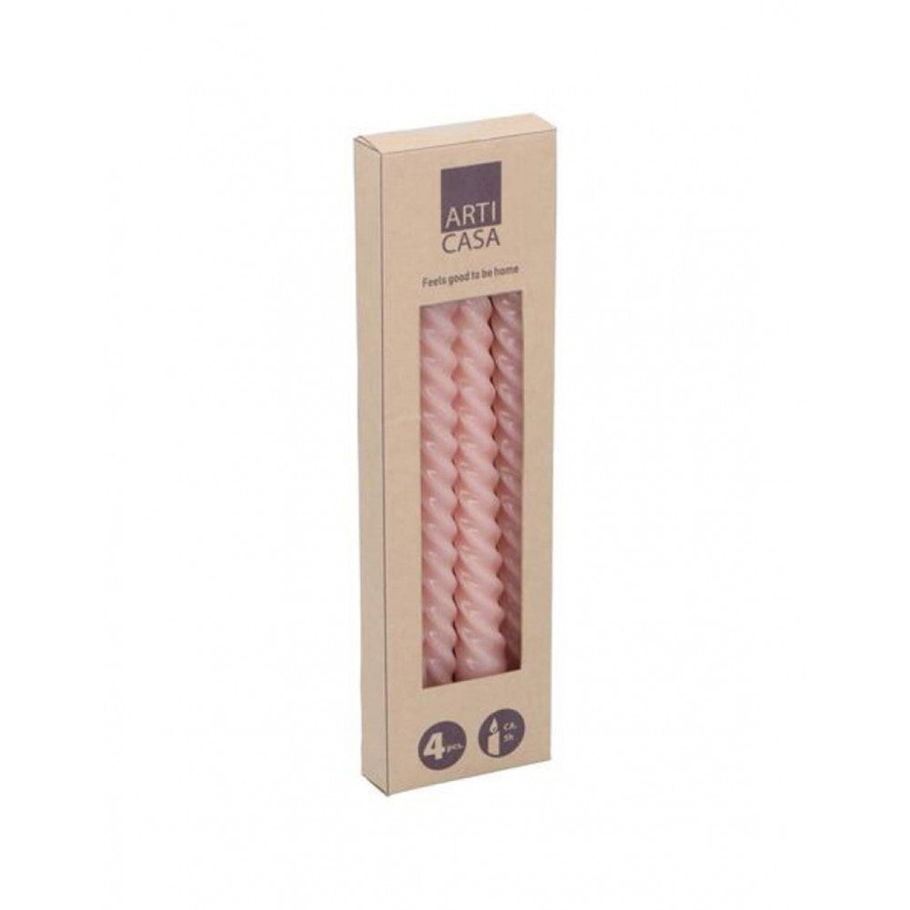 Light Twisted Pink Candle |  4 Pcs