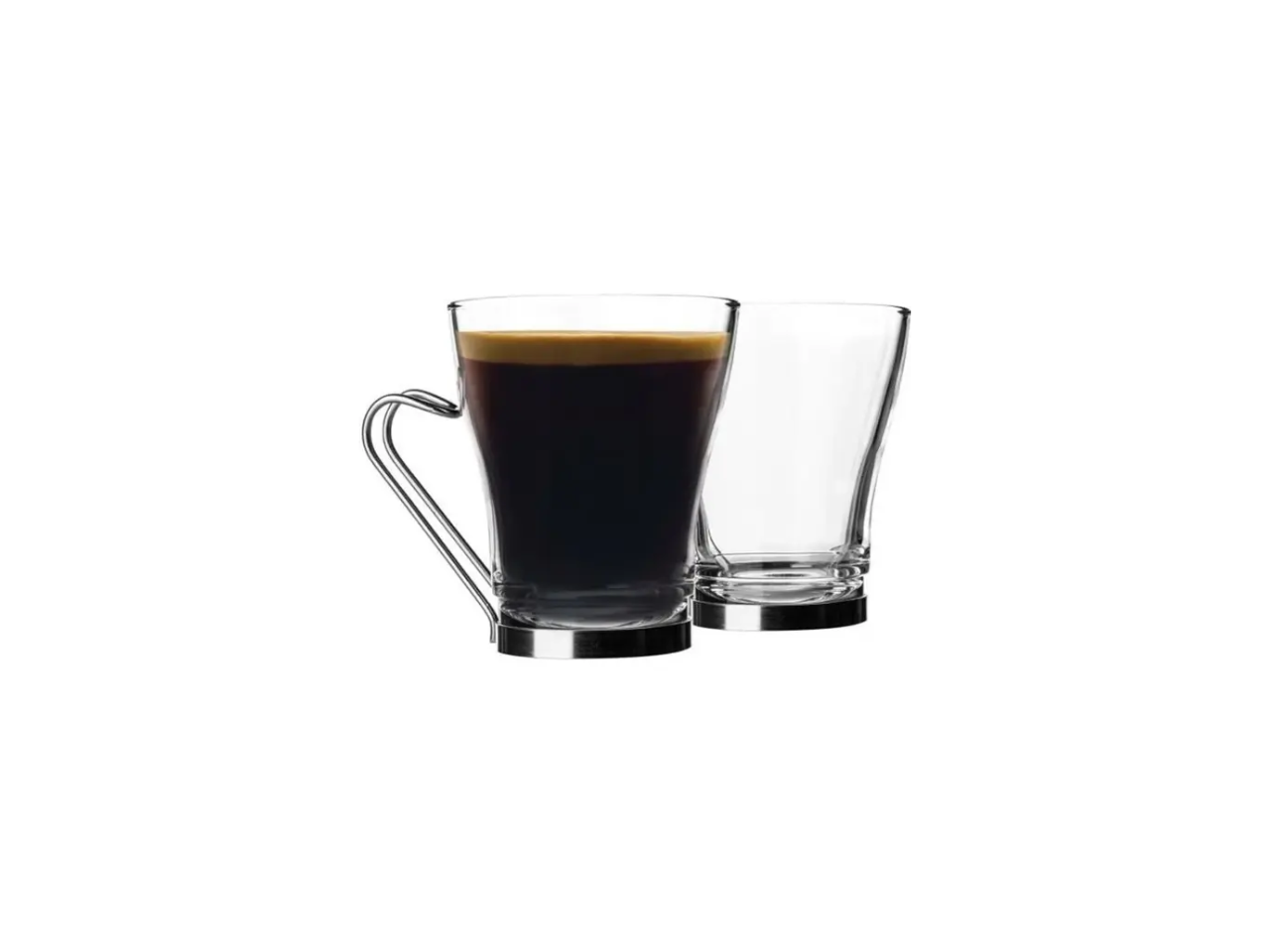 Set of 2 Glass Coffee Tea Cup With Metal Handle |  220ML