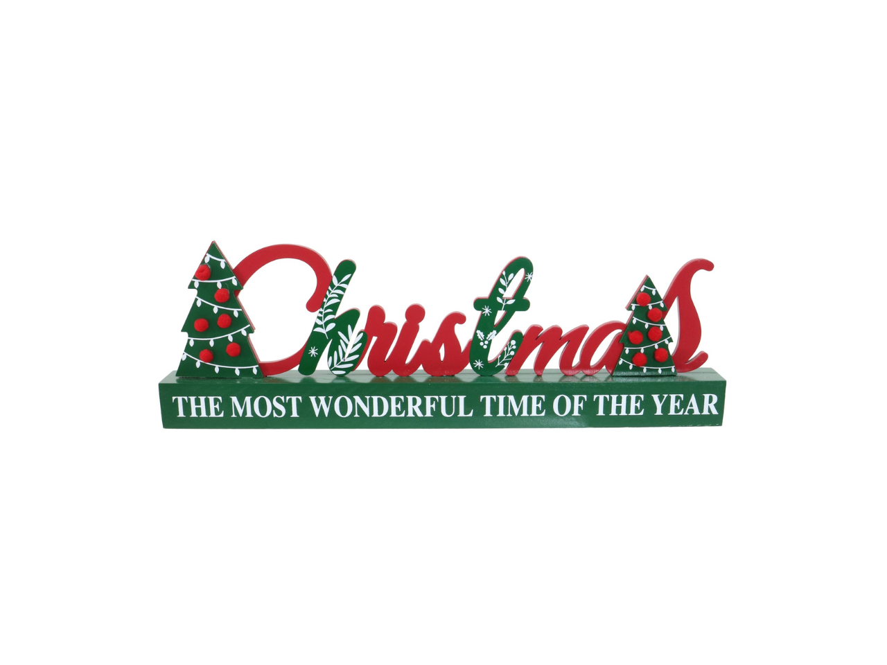 Christmas Wooden Holly Green Table Sign