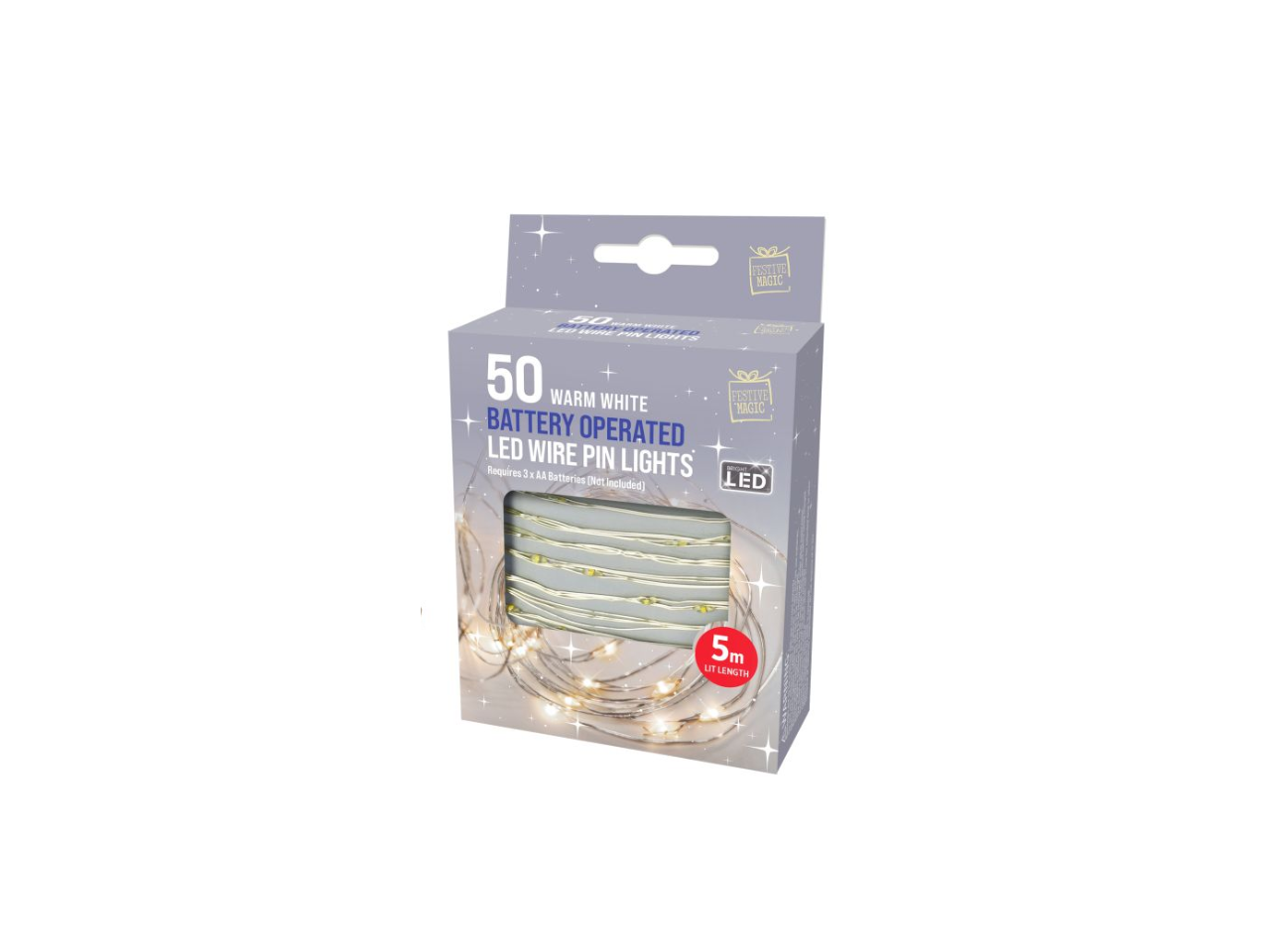 Warm White Battery Operated LED Wire Pin Lights | 5M
