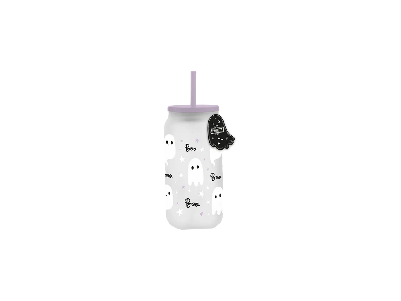 Ghost Glass Mason Jar With Straw
