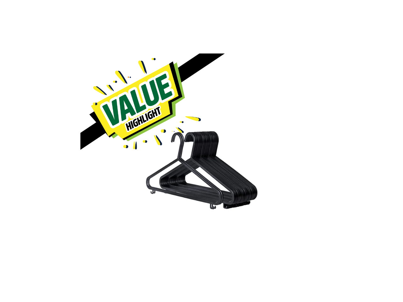 Plastic Black Hangers | Pack of 6