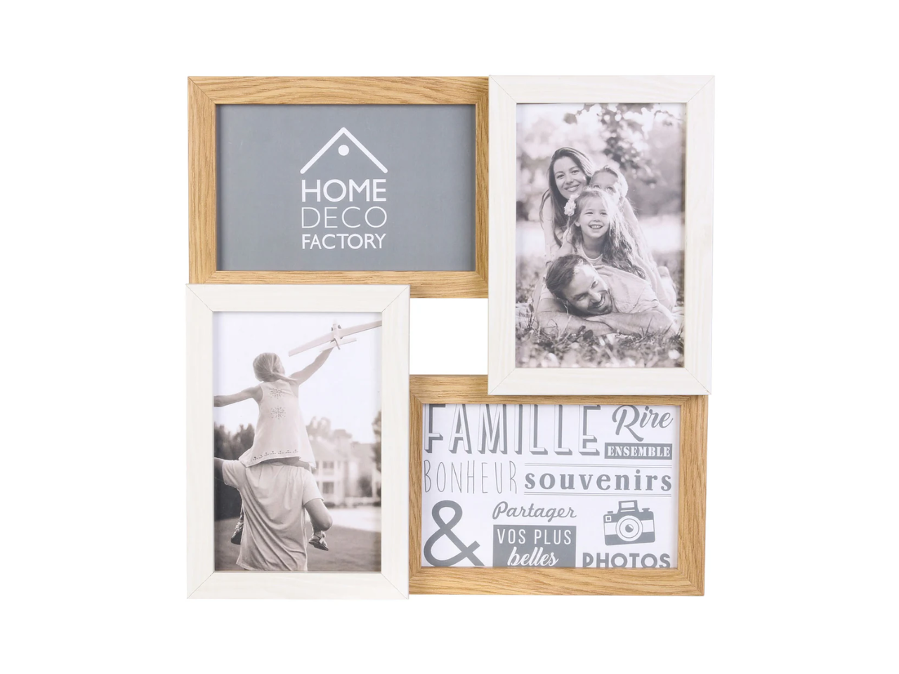 Wood-White 4 Picture Frame