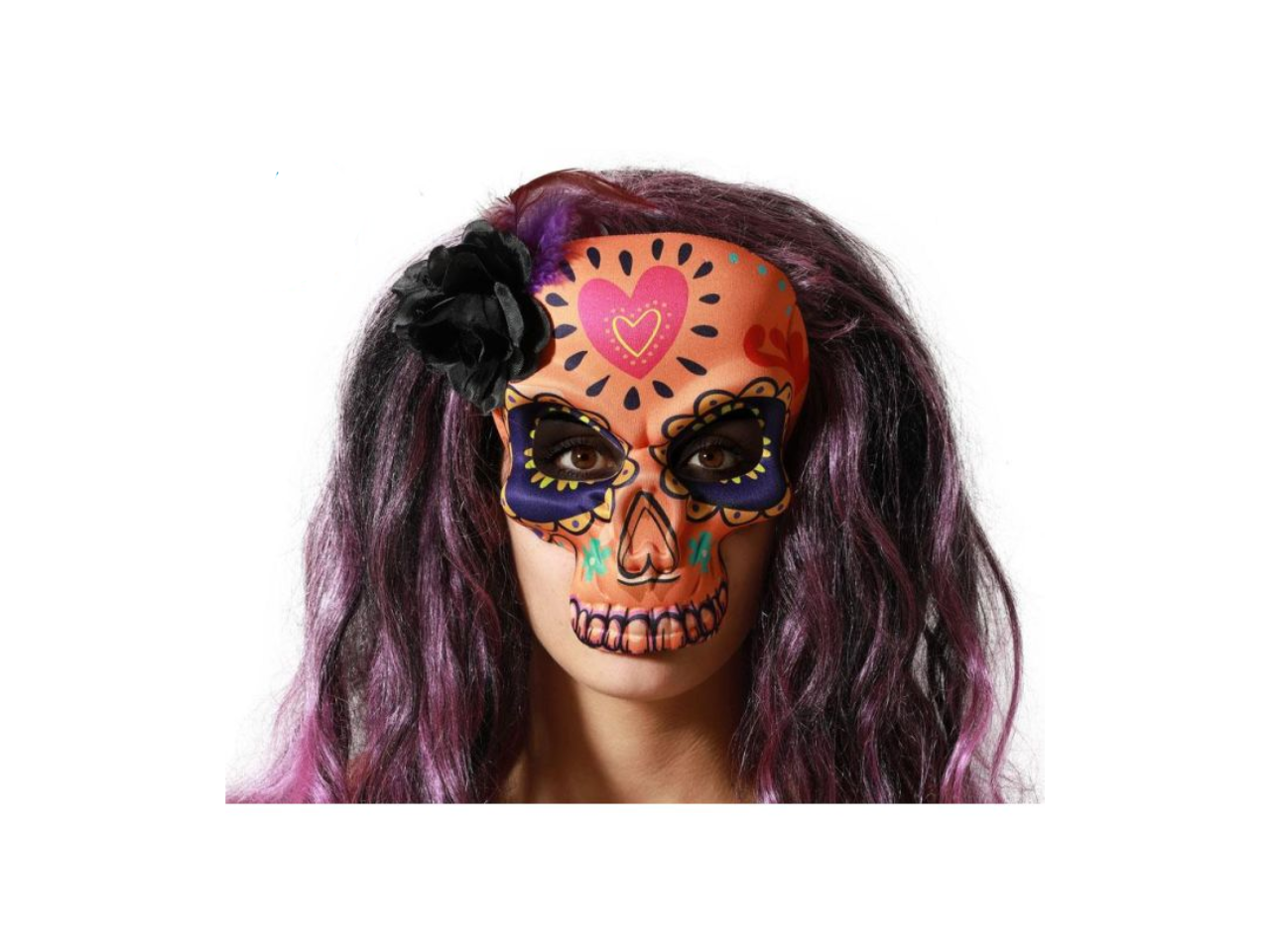 Sugar Skull Foam Mask with Flower Piece