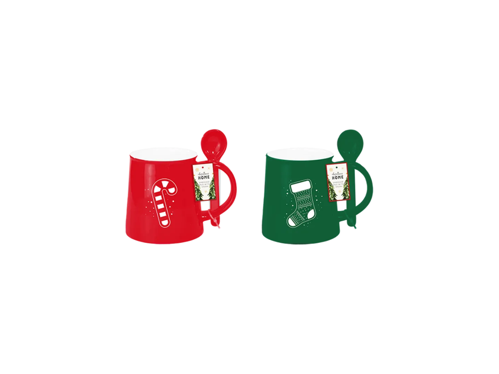 Christmas Embossed Mug With Spoon