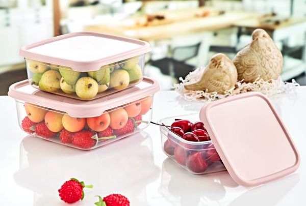 Square Plastic Food Container | Set of 3 Sizes