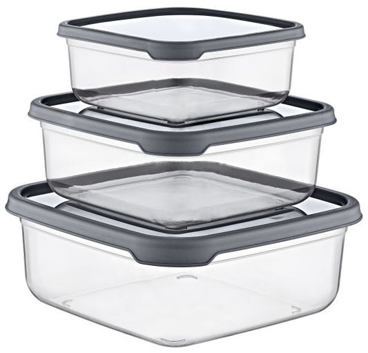 Square Plastic Food Container | Set of 3 Sizes