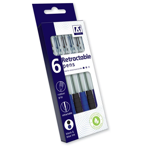 Pack of 6 Retractable pens