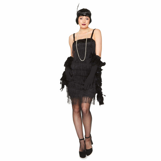 Black Fringed Flapper Dress |  Adult Costume