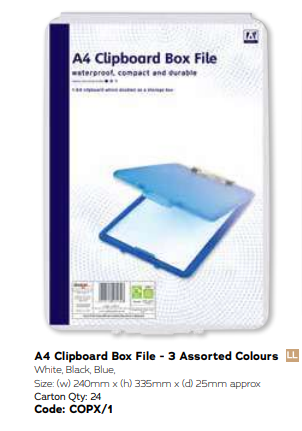 A4 Clipboard Box File