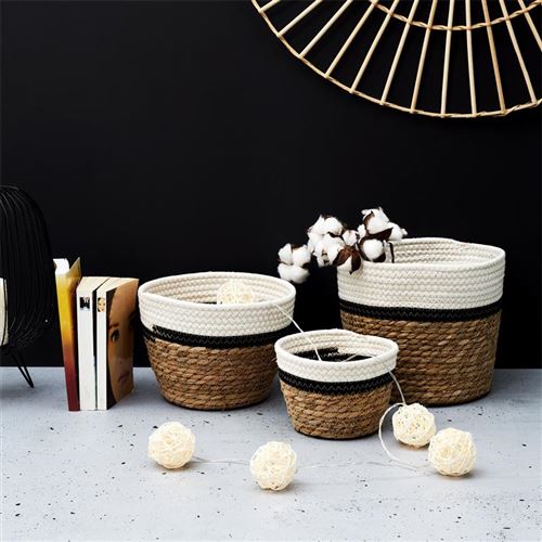 Braided & Cotton Basket |  Medium