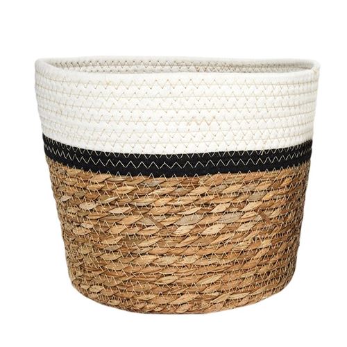 Braided & Cotton Basket |  Medium