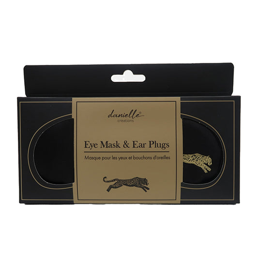 Black Leopard Eye Mask & Ear Plug Set