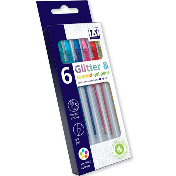 Pack of 6 Glitter & Scented Gel Pens