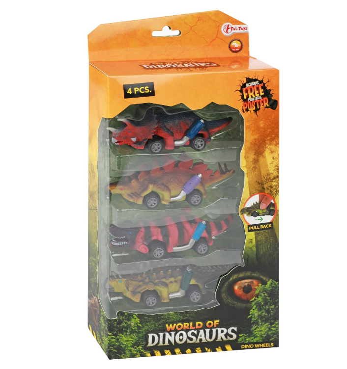 World of Dinosaurs Dino Pullback Car | 4 pcs