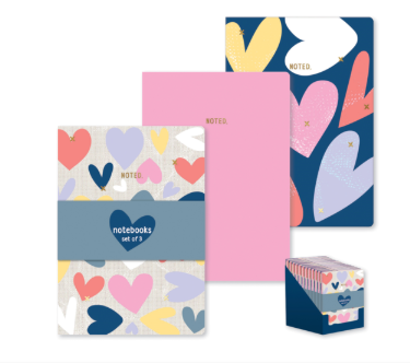 A6 Heart Design Notepad  | Pack of 3