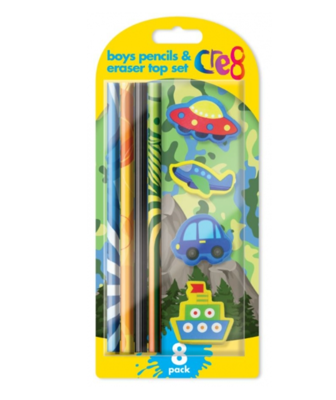 Boys Eraser With Pencil  | Pack of 4