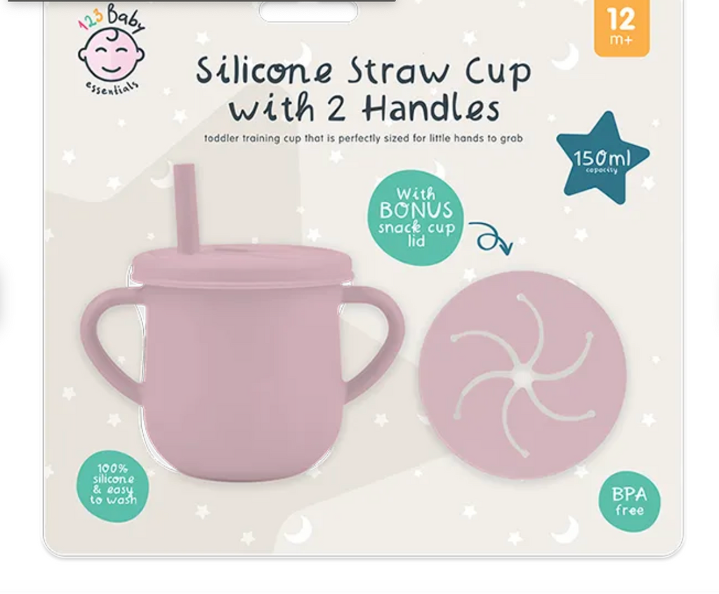 Silicone 2 Handle Straw Cup With Snack Cup Lid