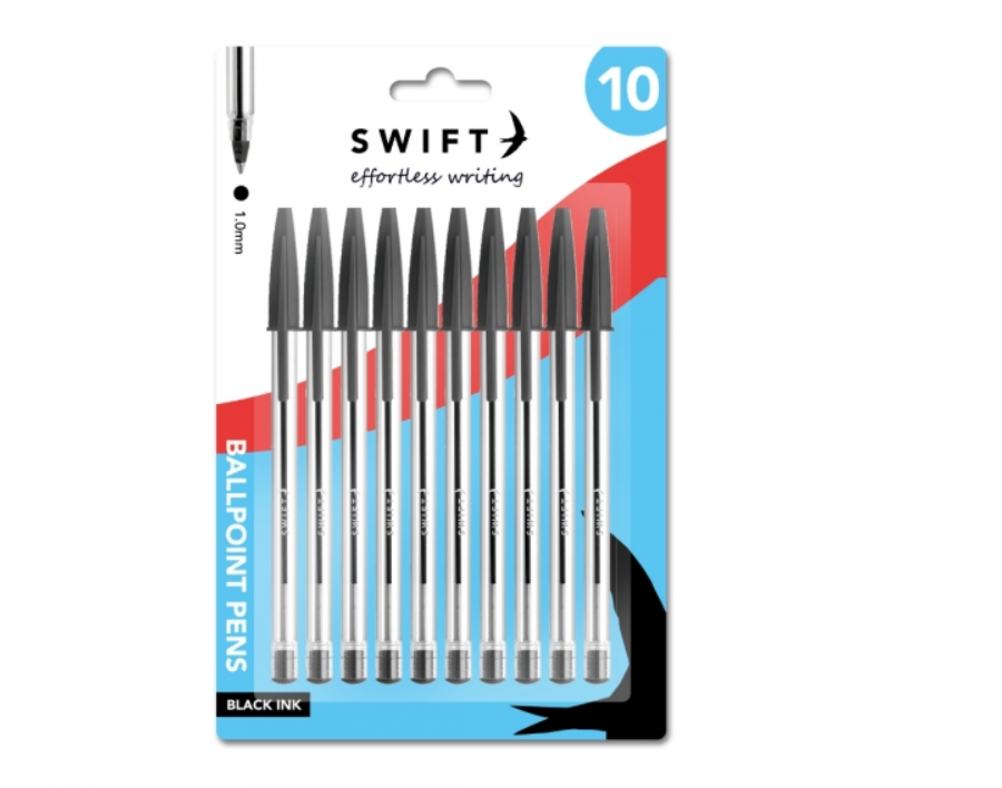 Pull Cap Ballpoint Pens | 10Pcs in  Black