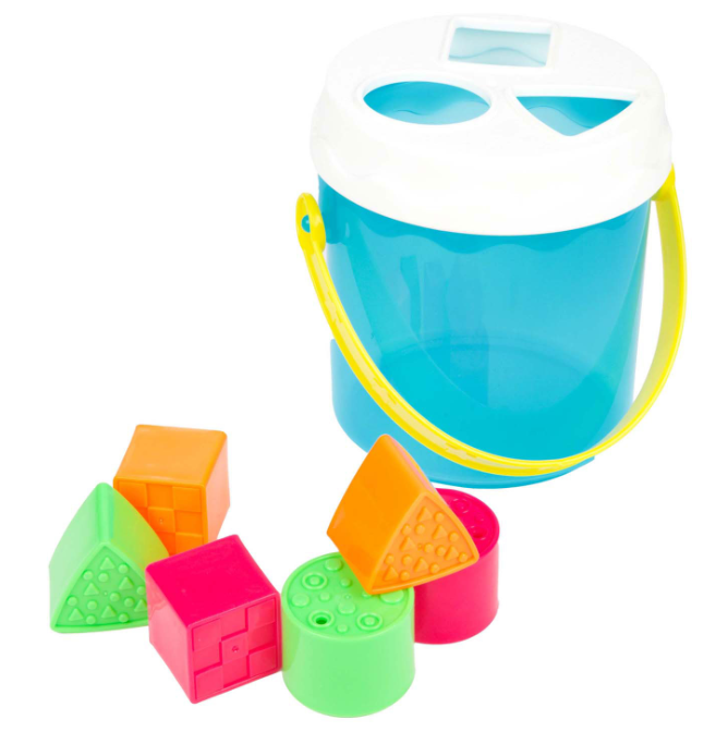 Baby Shape Sorter Bucket with 6 Blocks