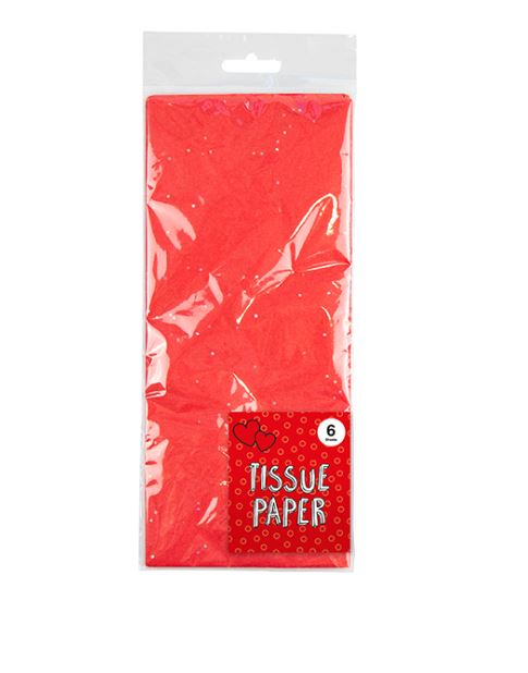 Red Glitter Tissue Paper 6 Sheet