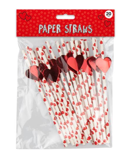 Heart Shape Paper Straw  Pack of 20