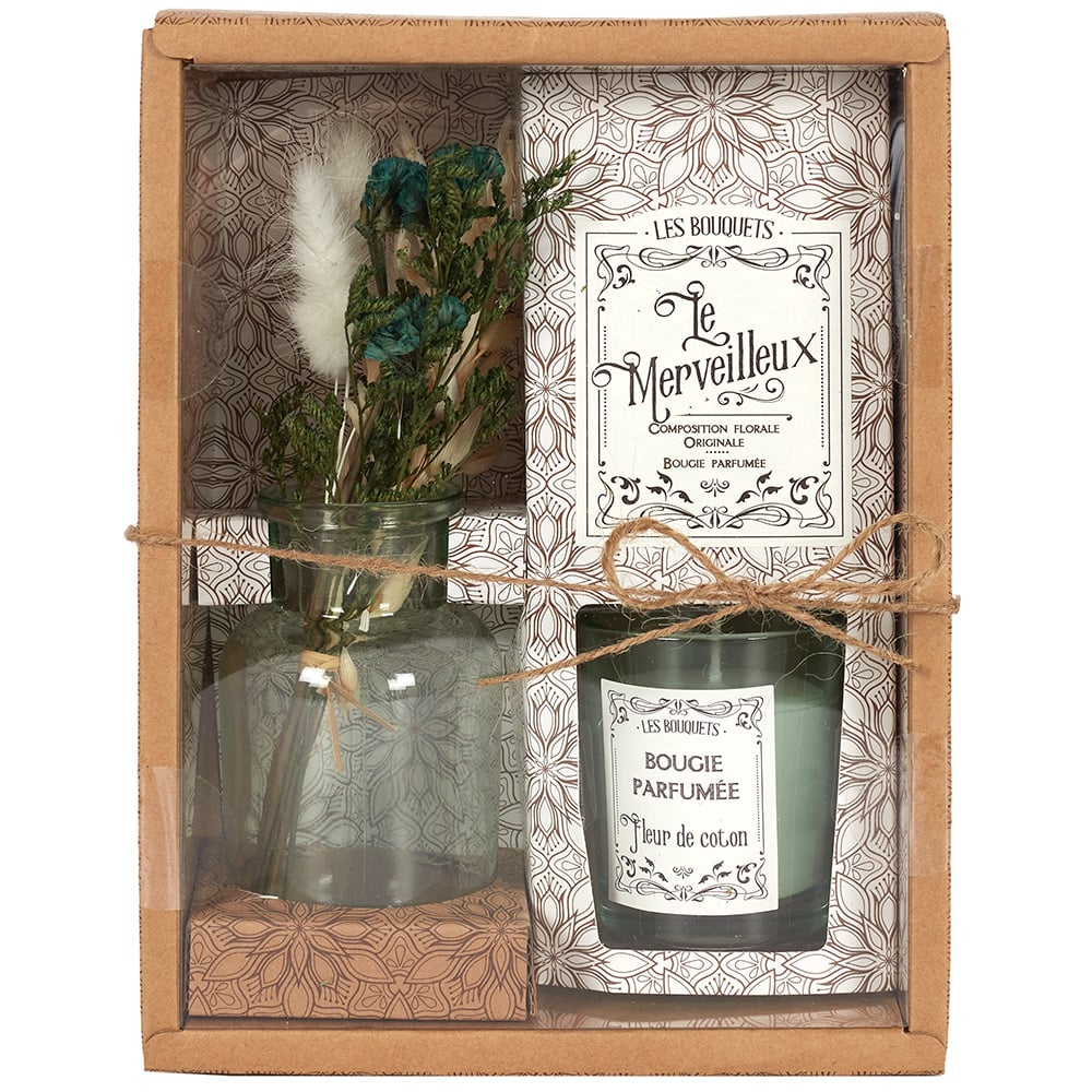 Scented Candle & Dried Flowers