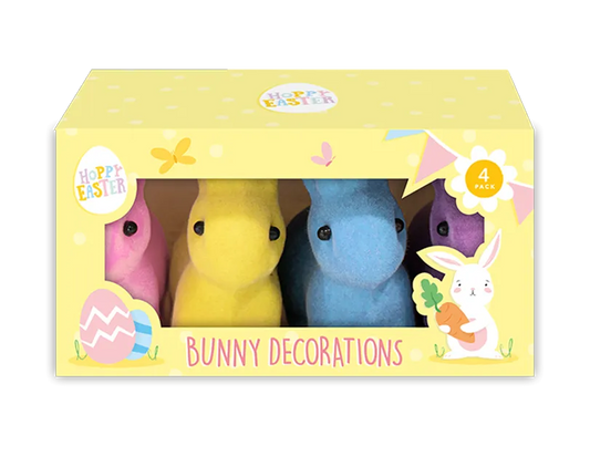 Mini Flocked Bunny Decorations  | 4 Pcs