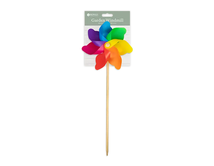 Multi-Coloured Wooden Garden Windmill