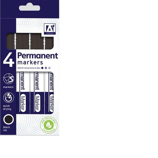 Pack of 4  Black Permanent Markers