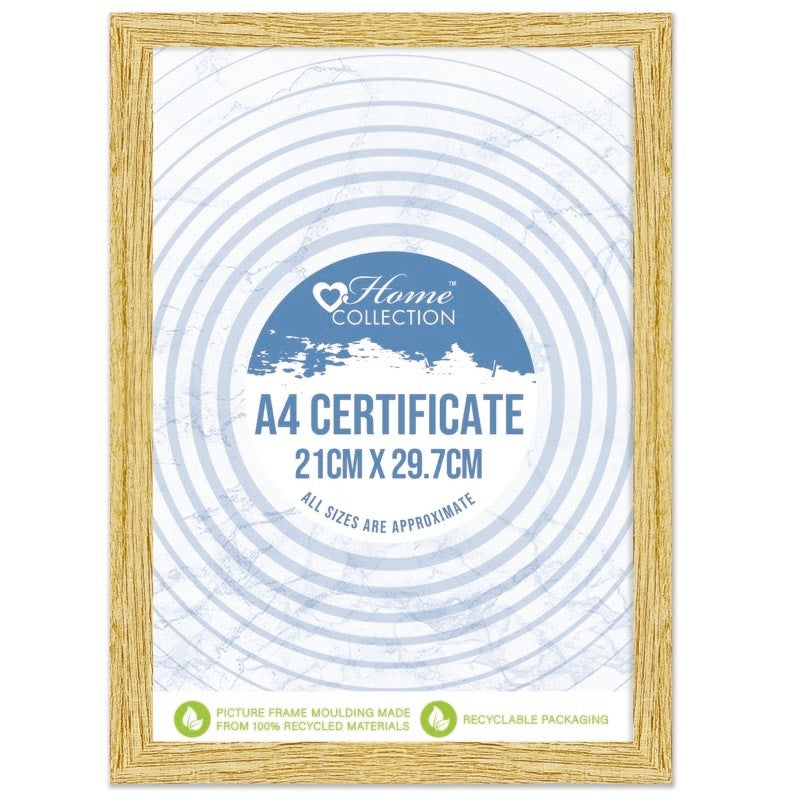 Cambridge Glass Frame Wood Effect | A4 Certificate