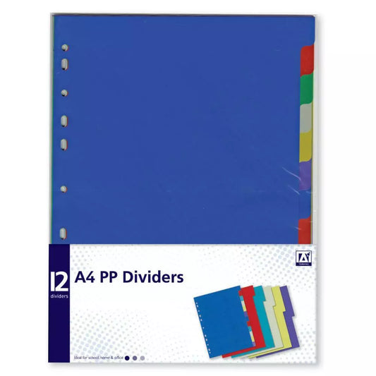 Pack of 12 A4 Plastic Dividers