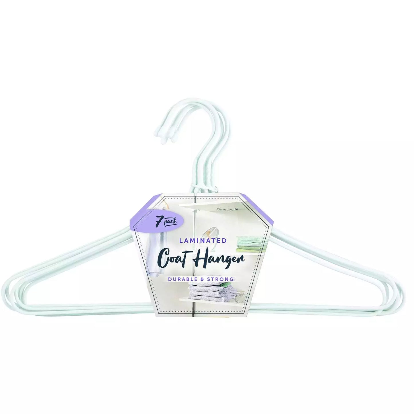 White Laminated Metal Coat Hangers | Pack of 7