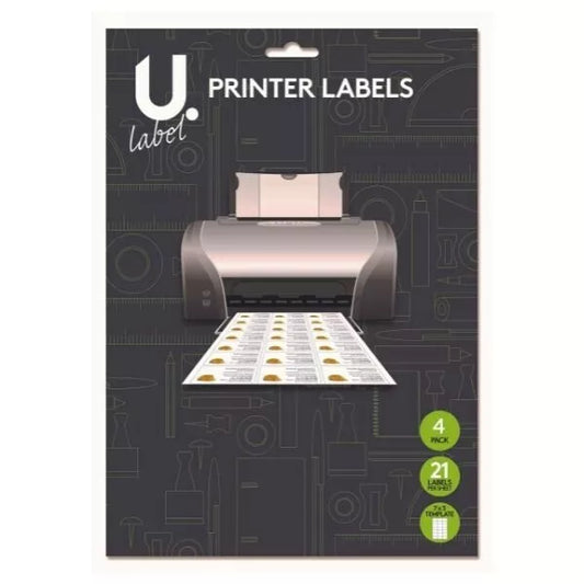 Printer Labels 4 Sheets of 21 labels