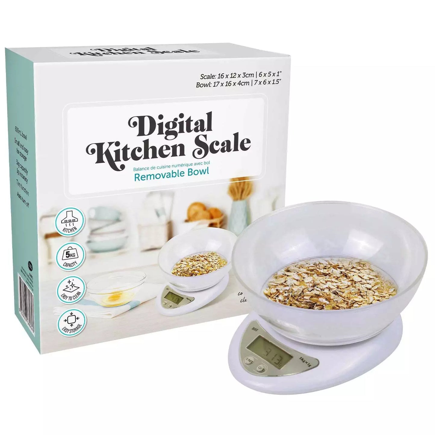 Digital Kitchen Scale With Removable Bowl