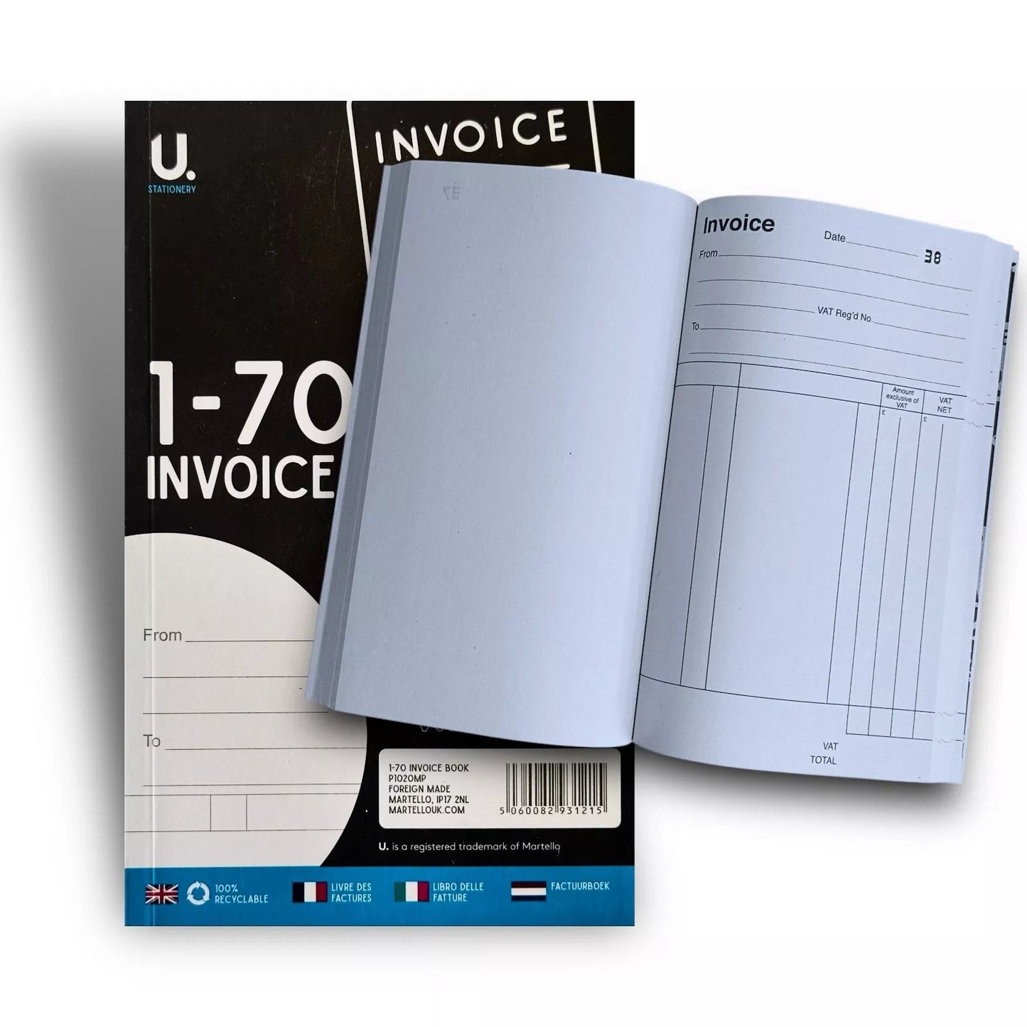 Invoice Book 1-70 - Duplicate Receipt Office Shop Sales Pad Numbered