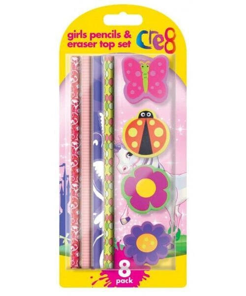 Girls Pencils & Eraser Set